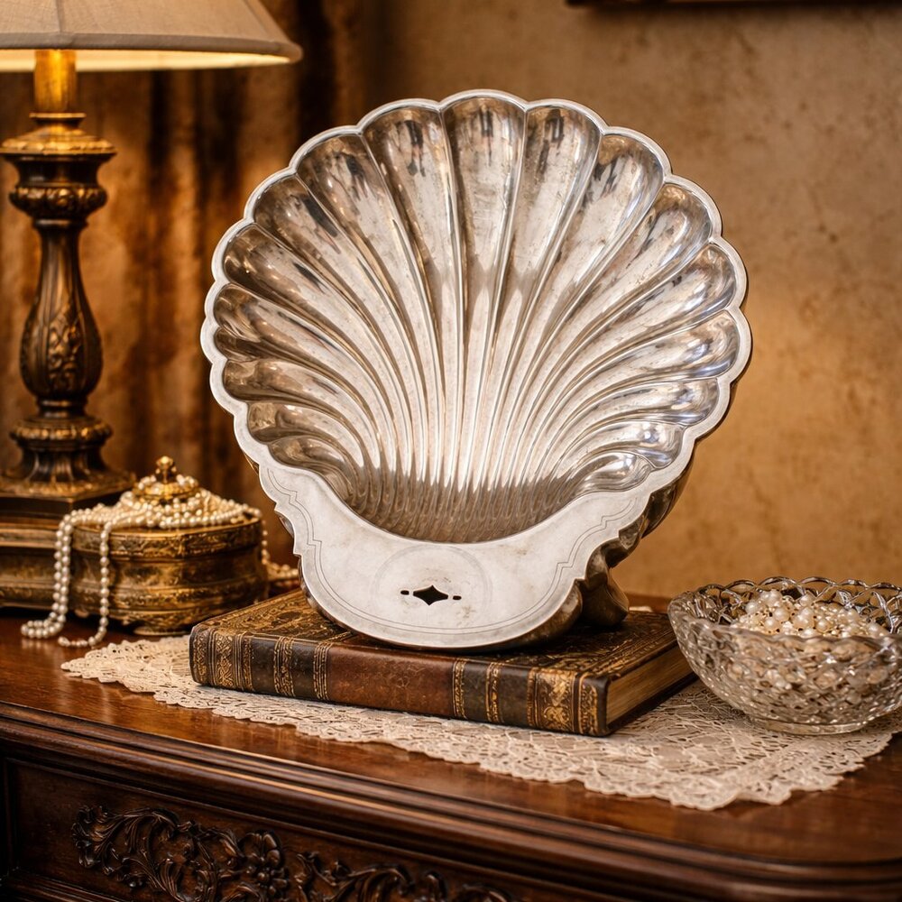 Vintage Wm Rogers Silverplate Shell Dish Tray – Ornate Scallop Wall Hanging
